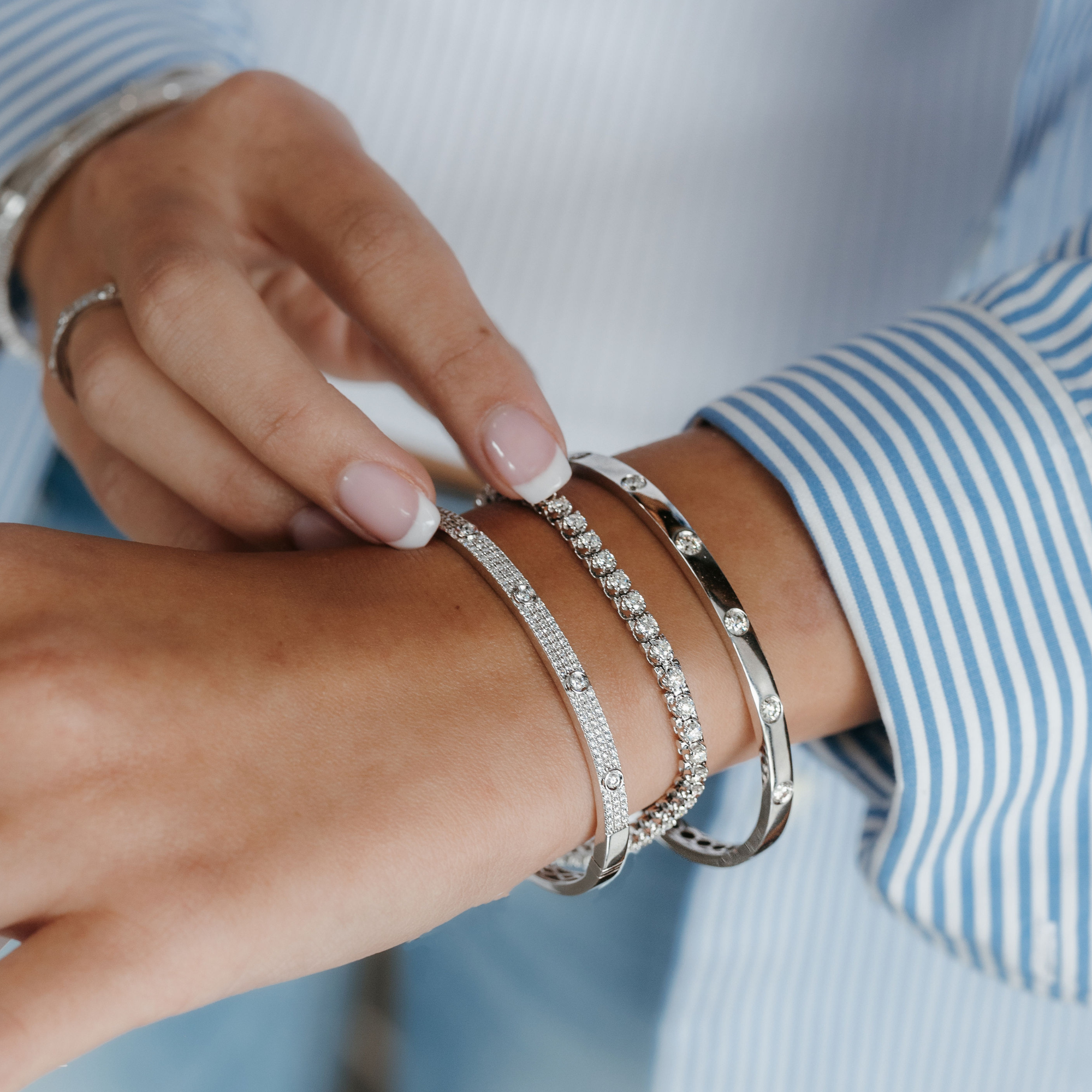 burnished diamond bangle bracelet