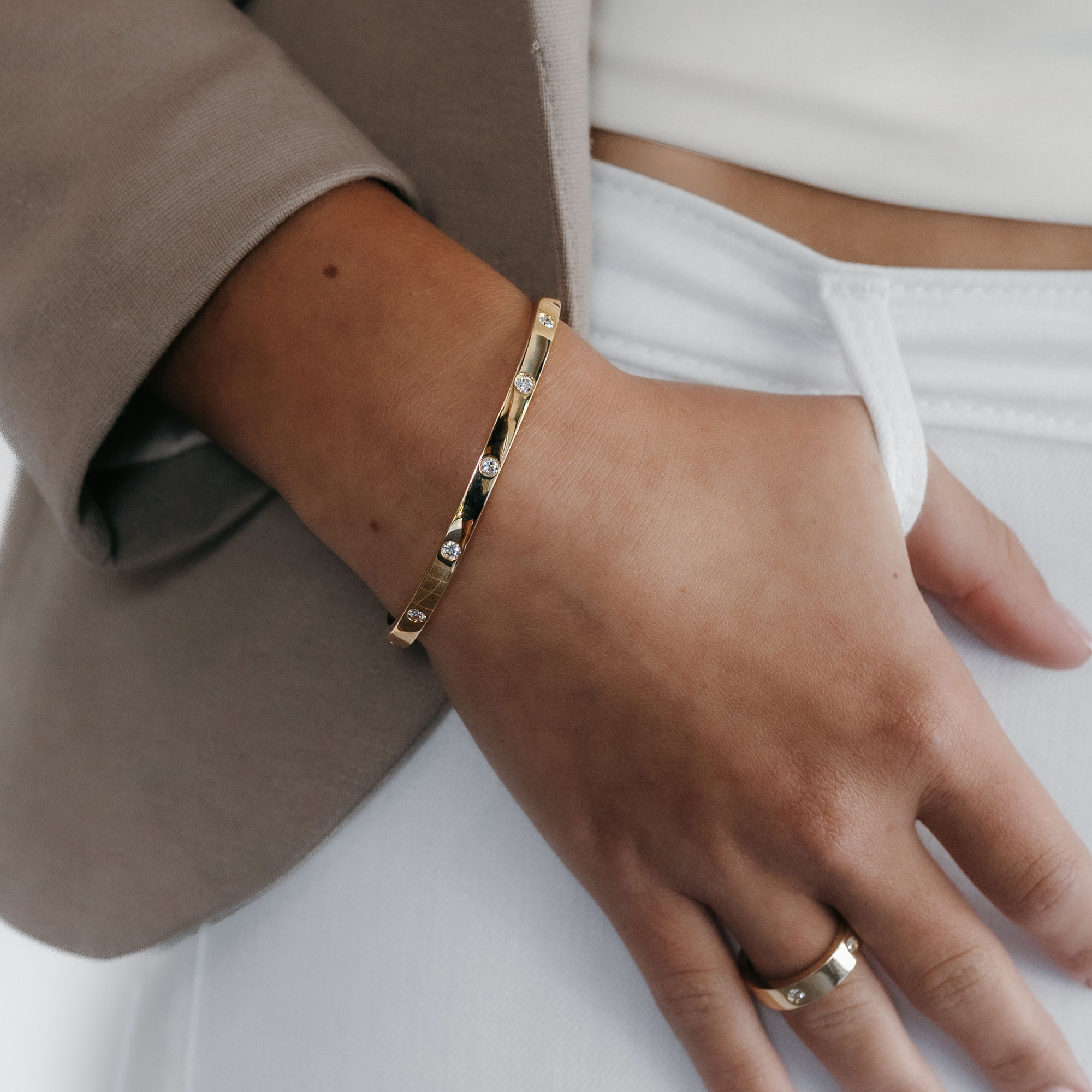 burnished diamond bangle bracelet
