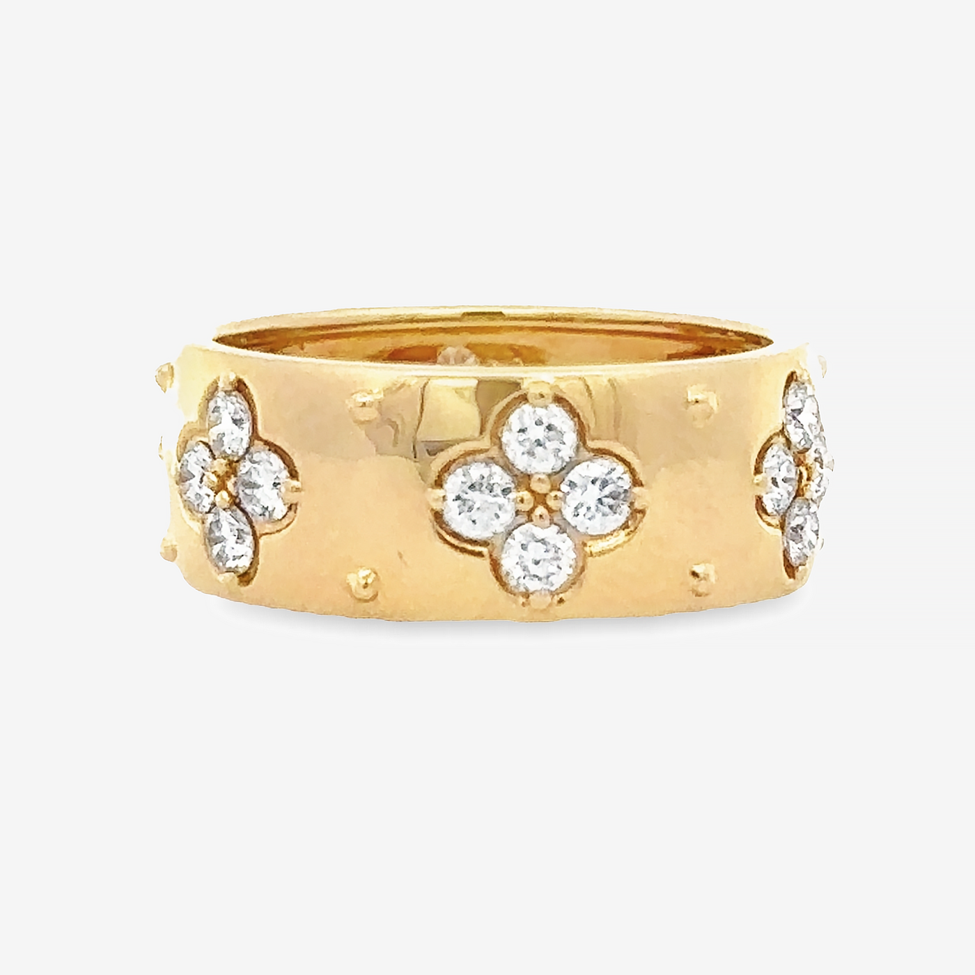 Inlay Diamond Floral & Bead Eternity Ring