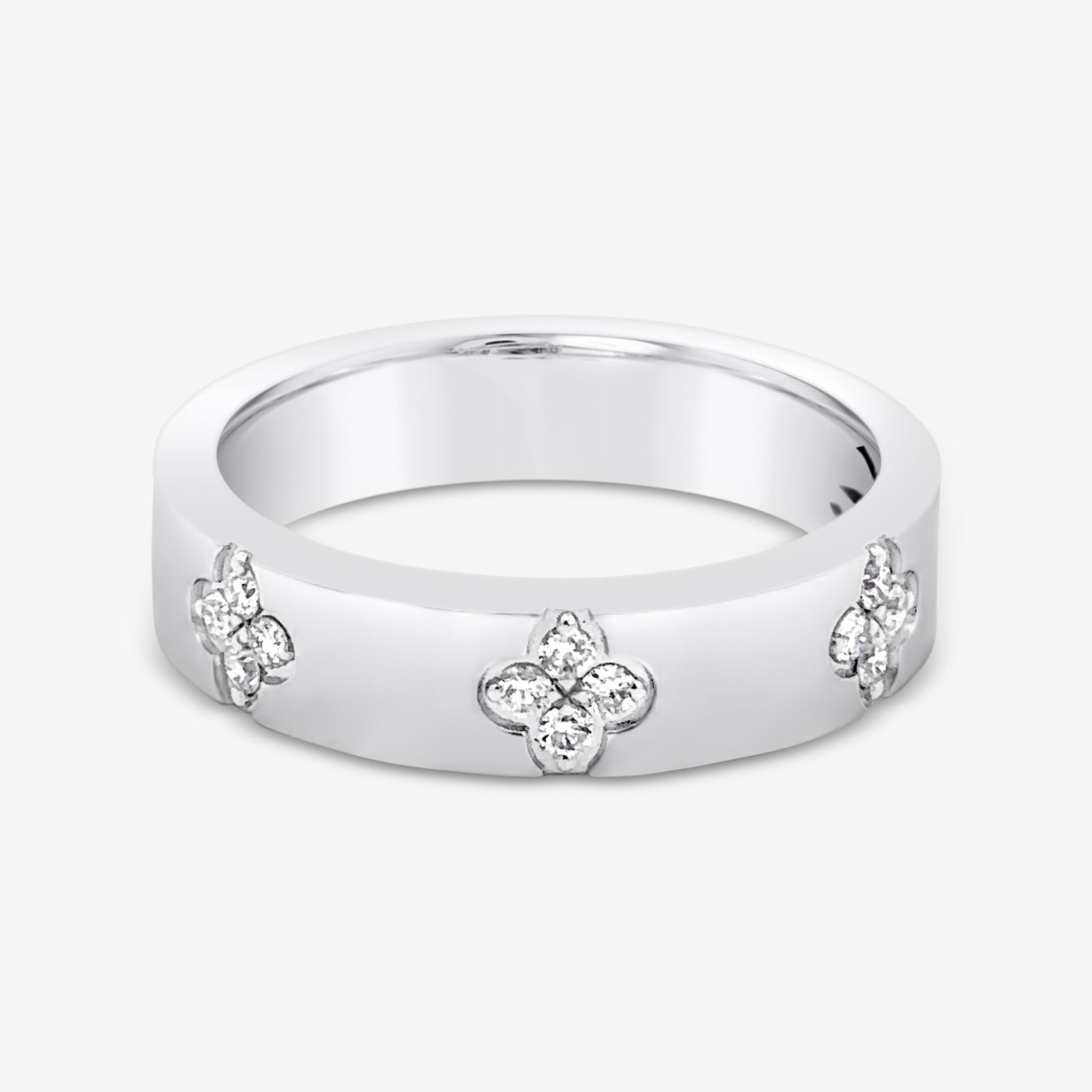 white gold burnished diamond floral ring