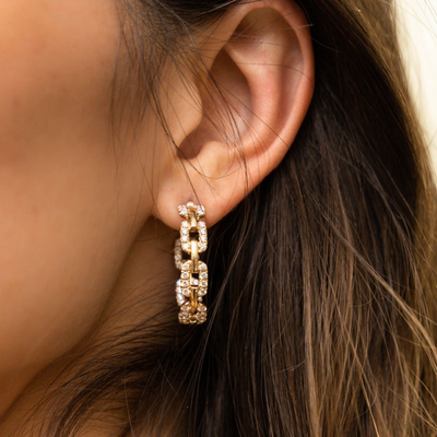 Inside Out Diamond Link Hoop Earrings