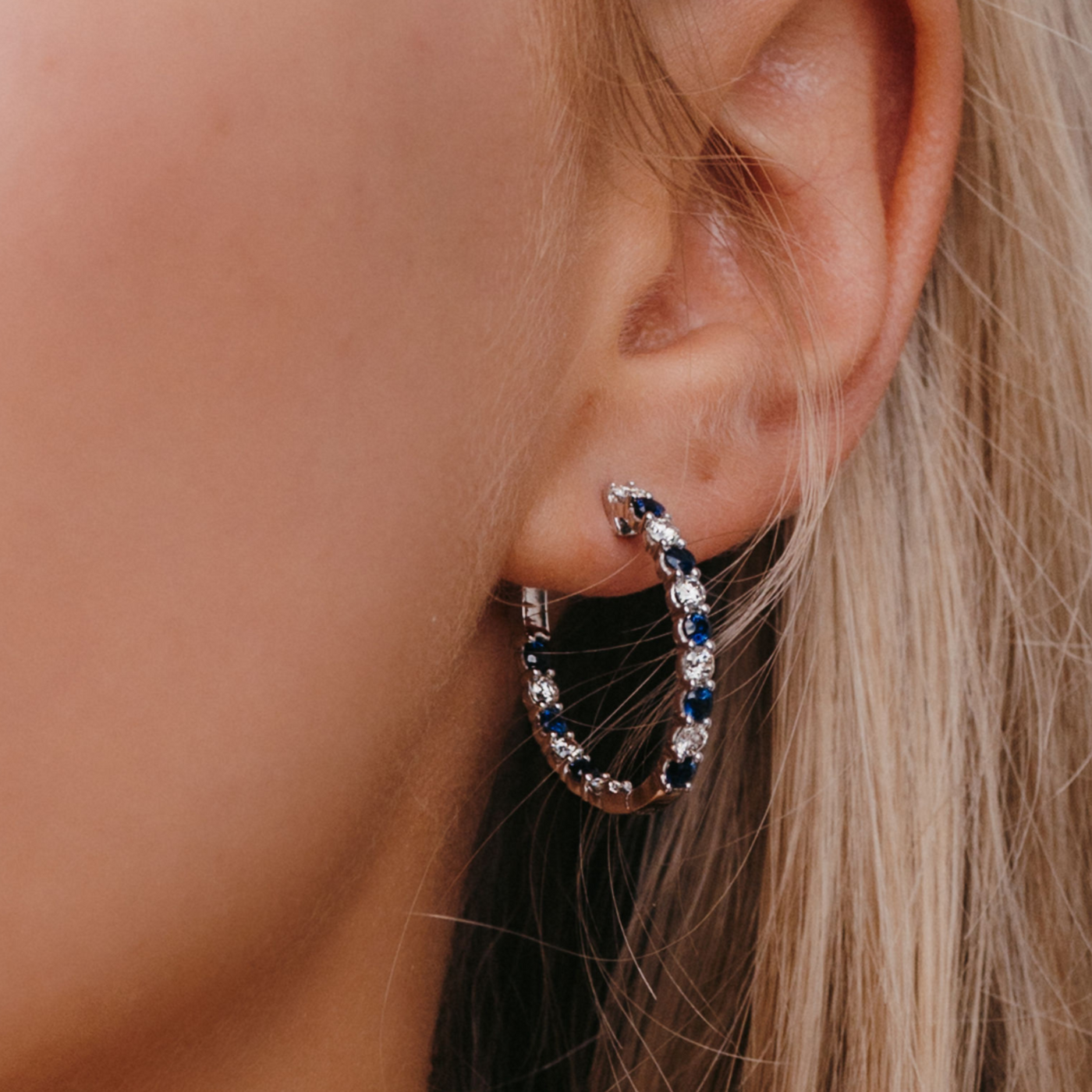 Inside & Out Sapphire & Diamond Hoop Earrings