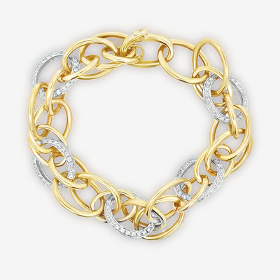 Interlocking Gold & Diamond Oval Link Bracelet