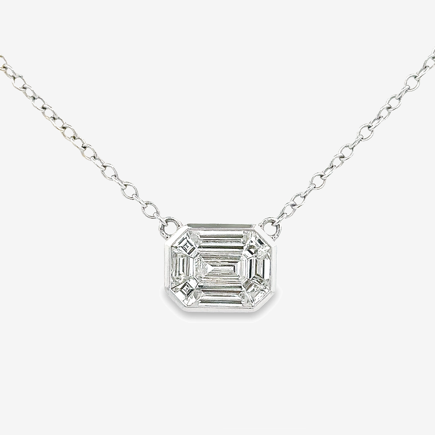 Invisible Set Baguette & Emerald Diamond Necklace