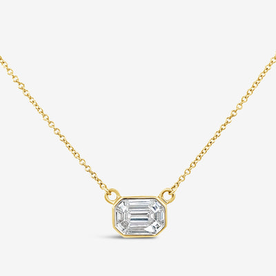 illusion emerald cut diamond necklace