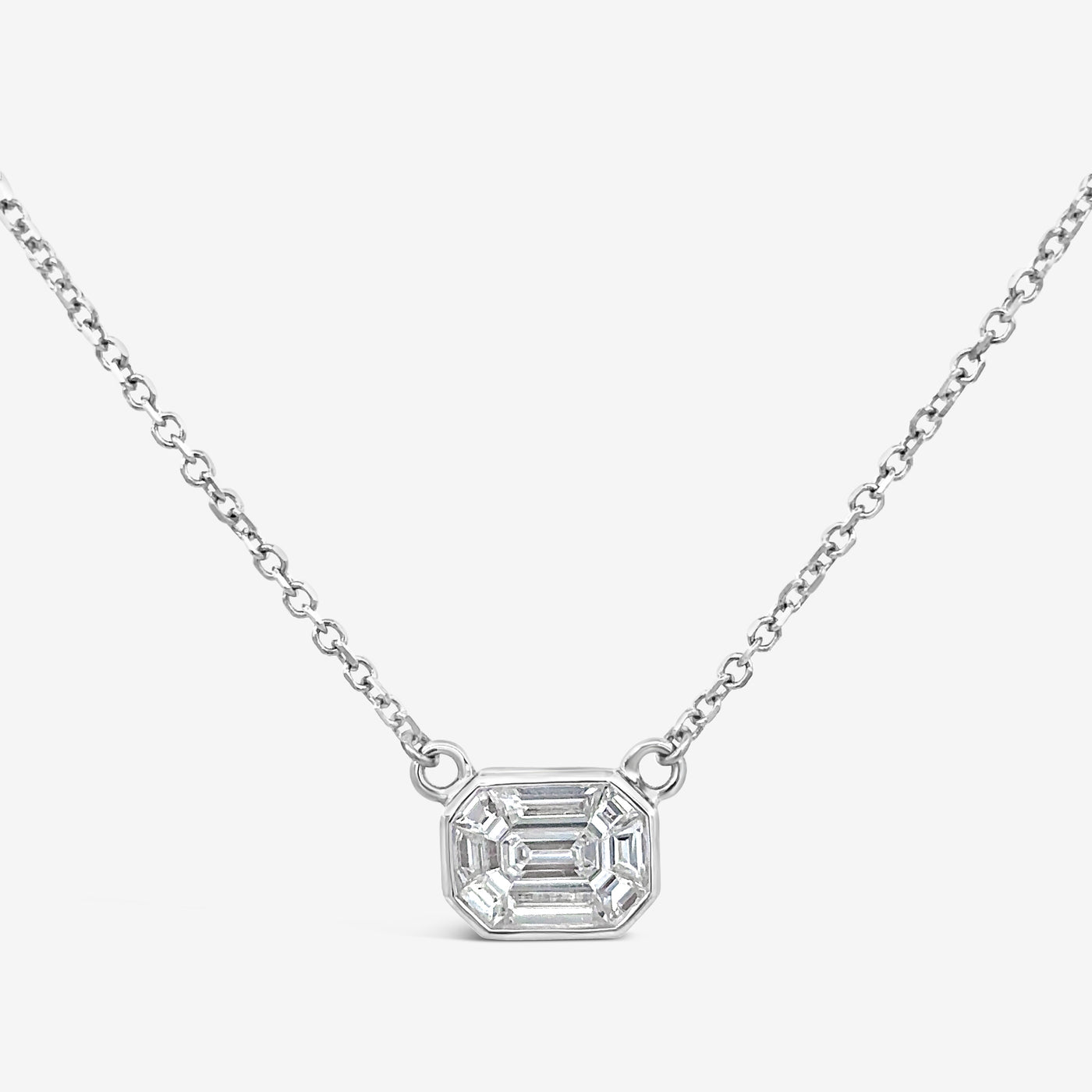 white gold illusion diamond necklace