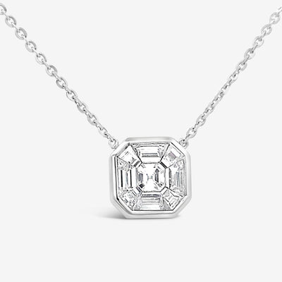 Invisible Set Square Diamond Small Necklace