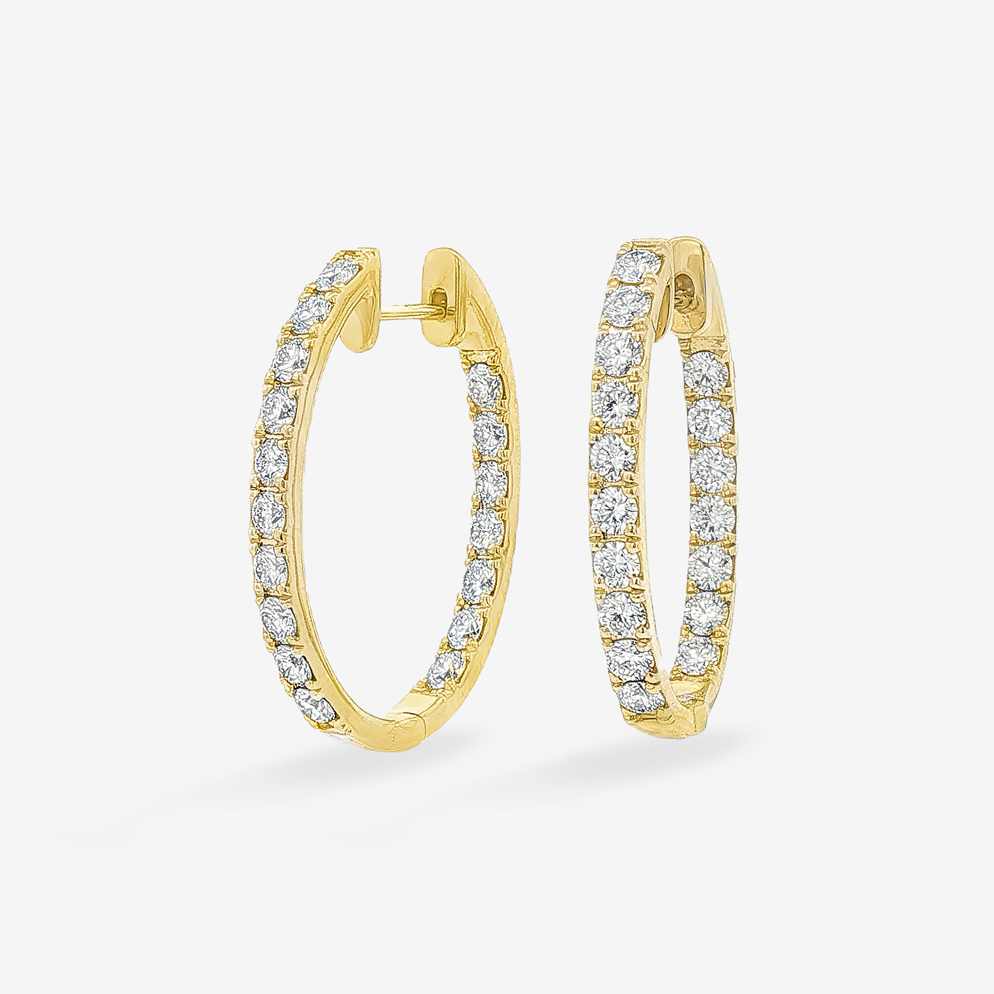 Lab Grown Diamond 0.75" Eternity 1.55CT Hoop Oval Earrings