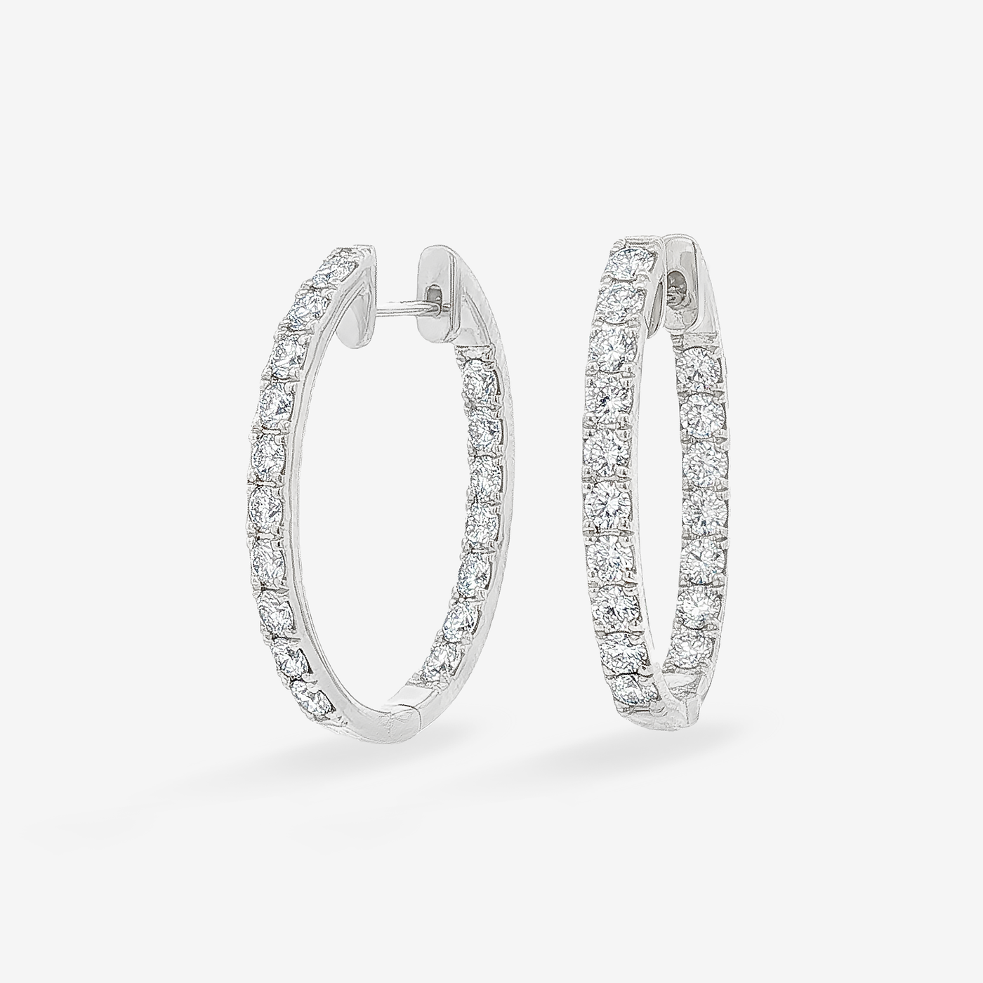 Lab Grown Diamond 0.75" Eternity 1.60CT Hoop Oval Earrings