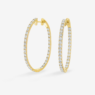 Lab Grown Diamond 1.25" Eternity 2.05CT Hoop Oval Earrings