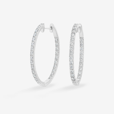 Lab Grown Diamond 1" Eternity 1.65CT Hoop Oval Earrings