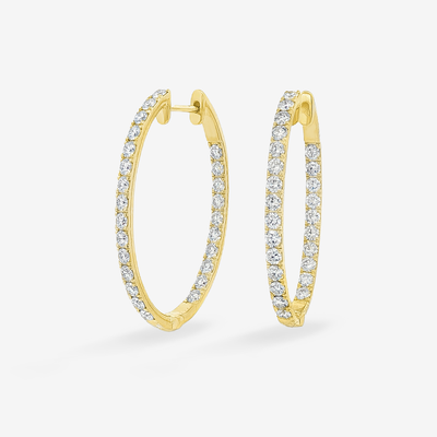 Lab Grown Diamond 1" Eternity 1.65CT Hoop Oval Earrings