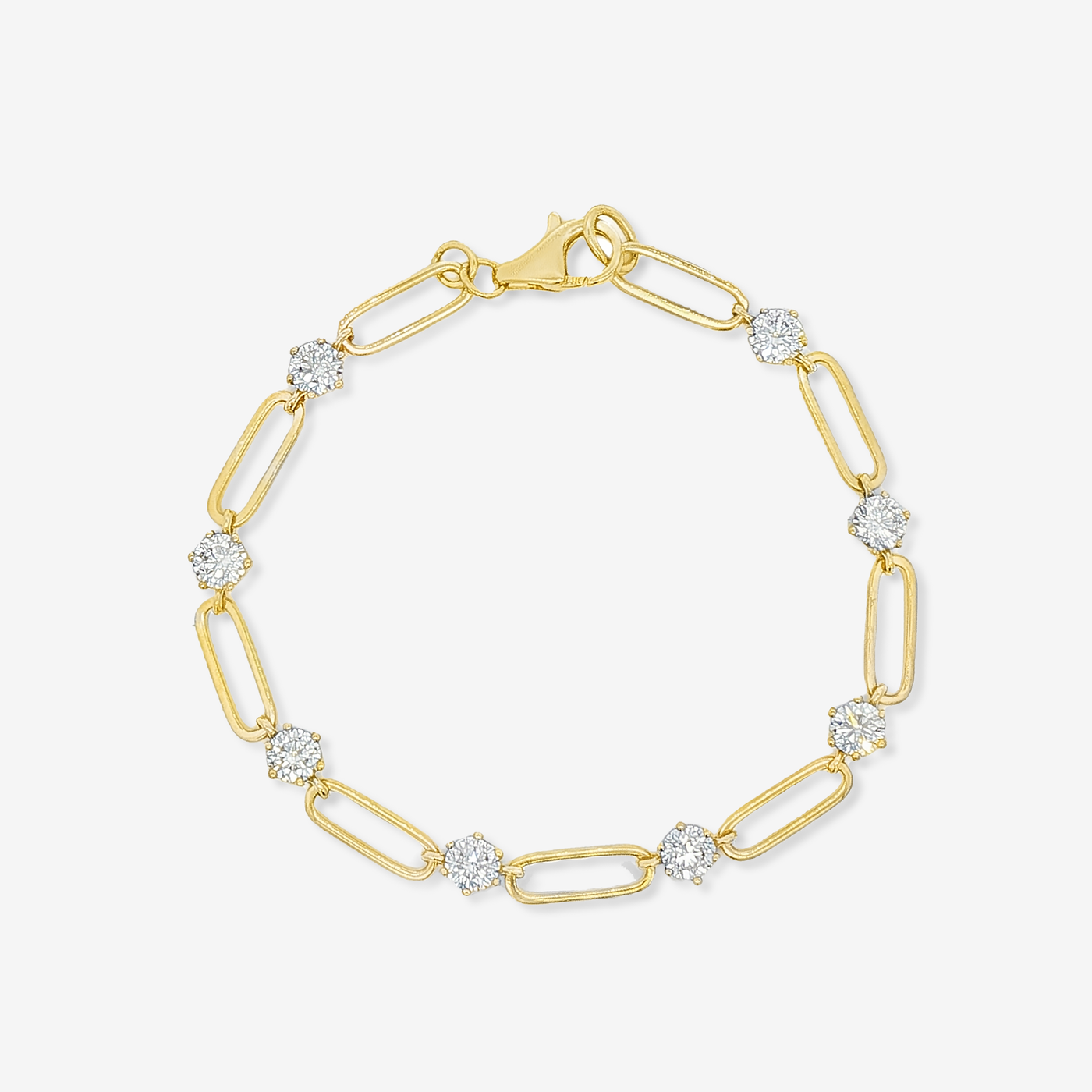 Lab Grown 8 Diamond Station Paperclip Bracelet
