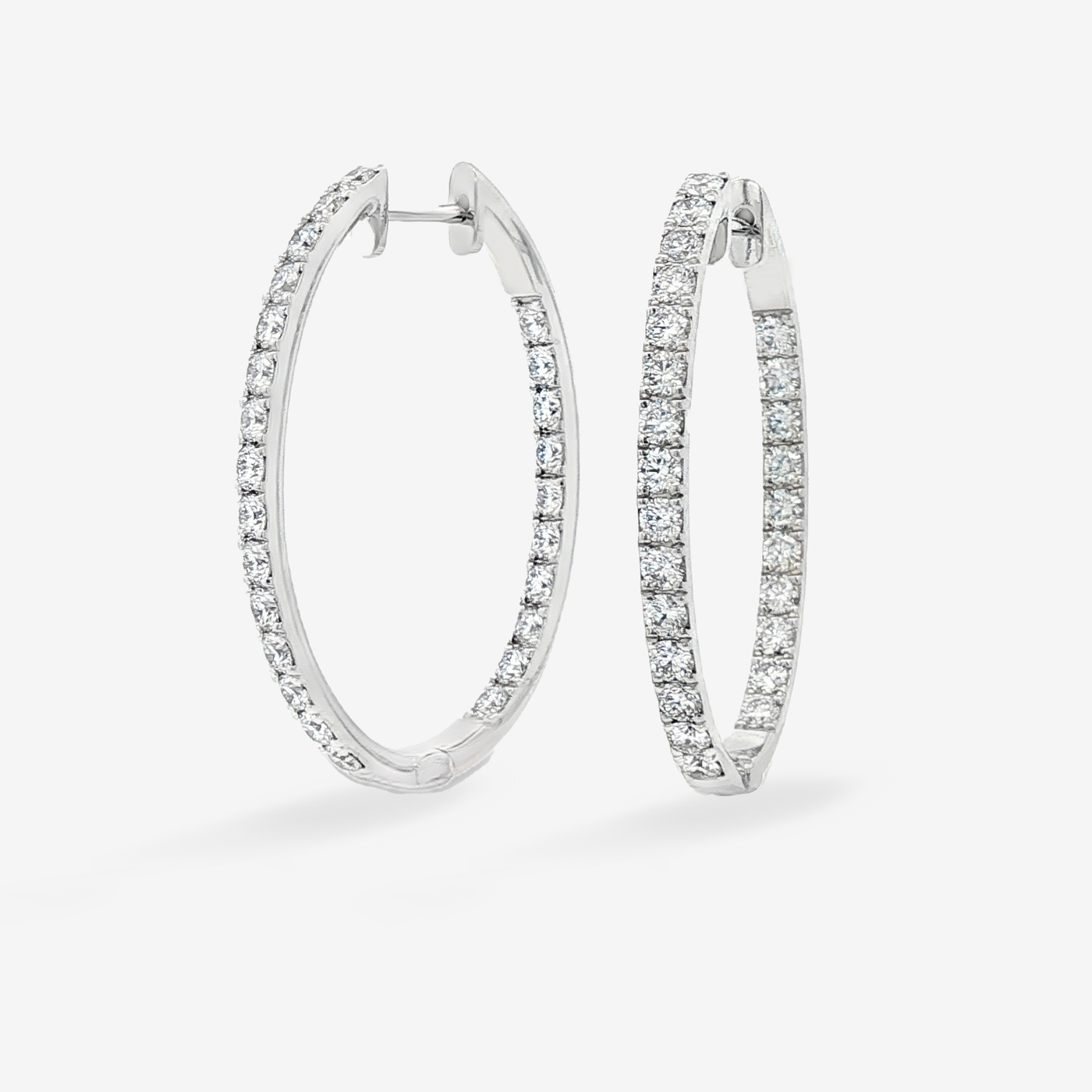 Lab Grown Diamond 1.25" Eternity 2.05CT Hoop Oval Earrings