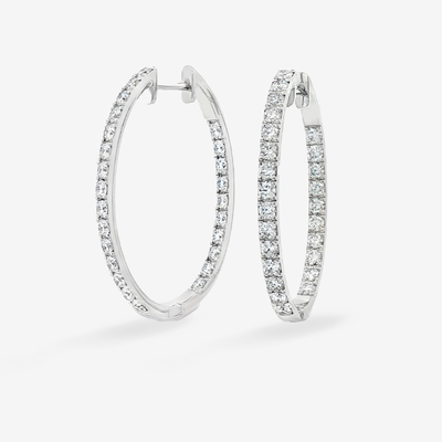 Lab Grown Diamond 1.25" Eternity 2.05CT Hoop Oval Earrings