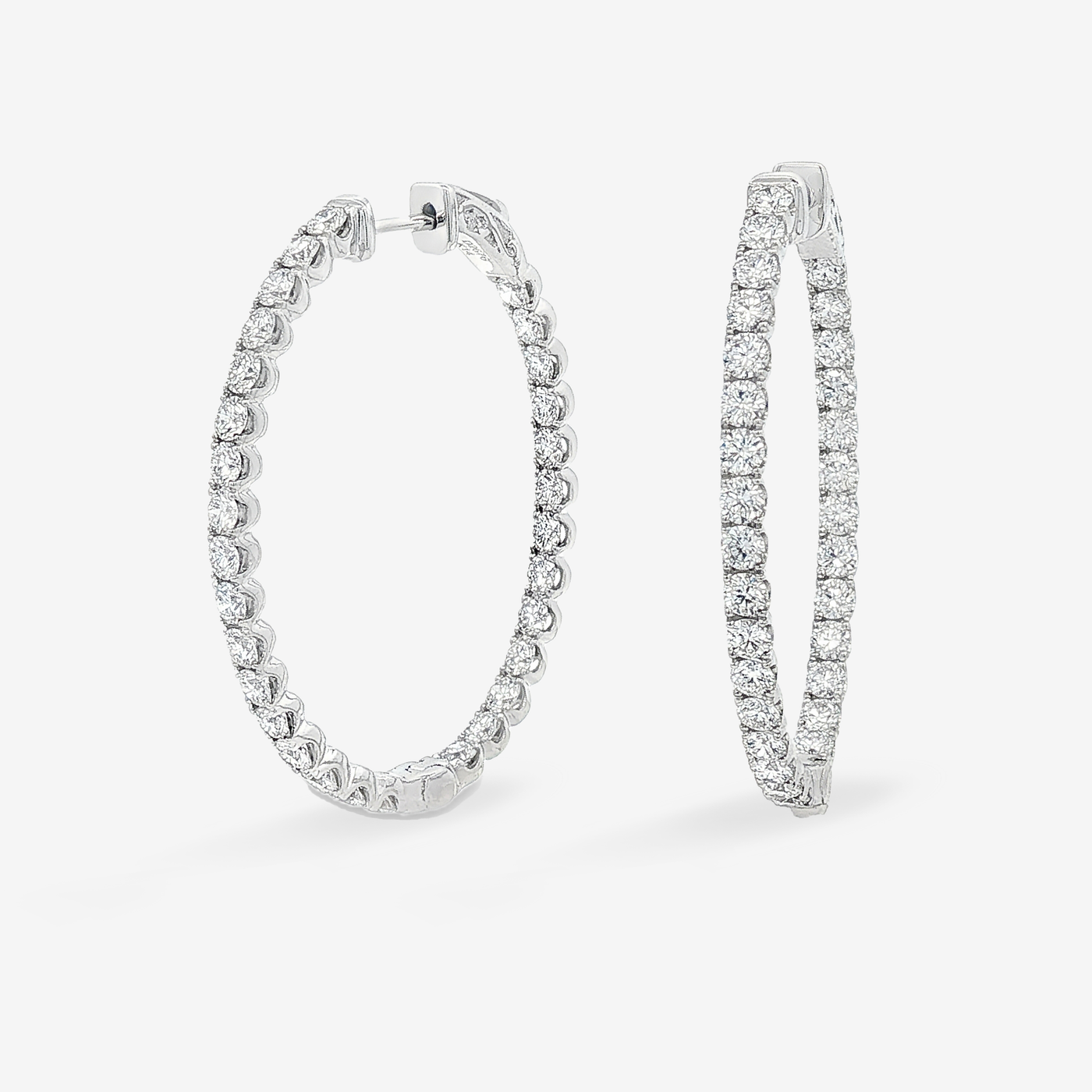 Lab Grown Diamond 1.25" Eternity 2.65CT Hoop Oval Earrings