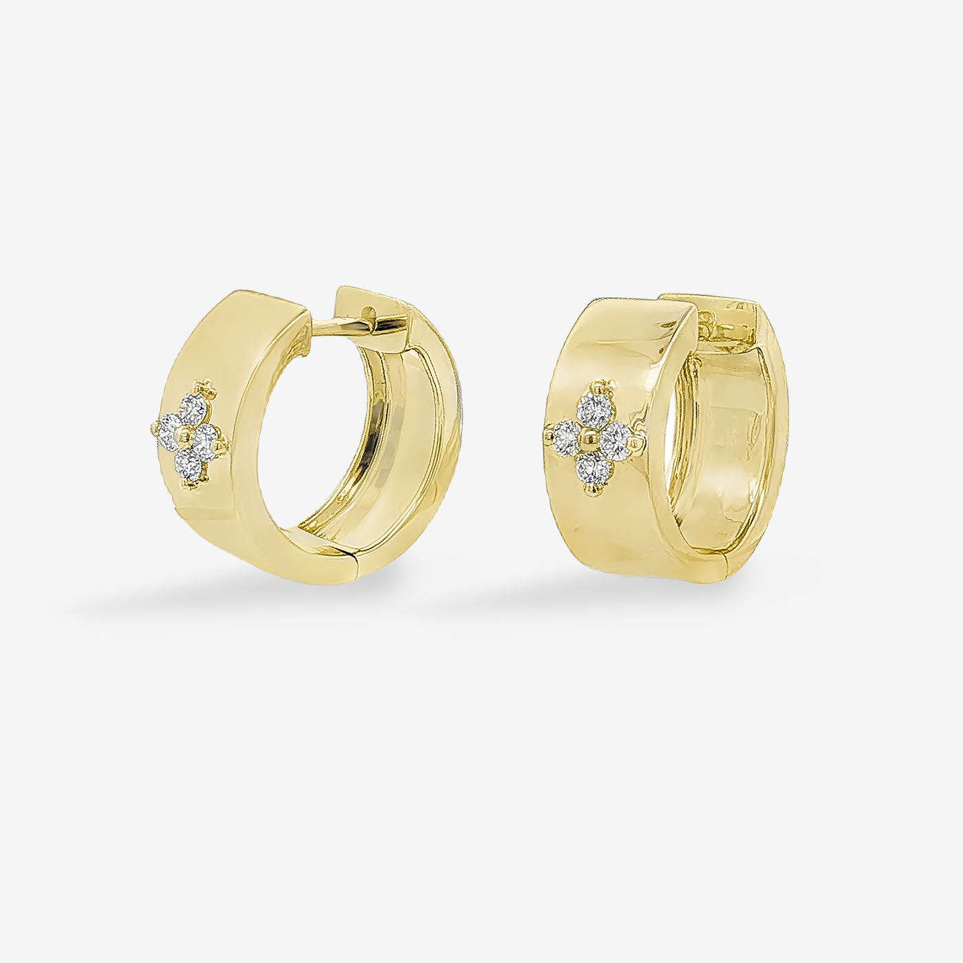 Lab Grown Diamond Wide Gold Huggie Earrings