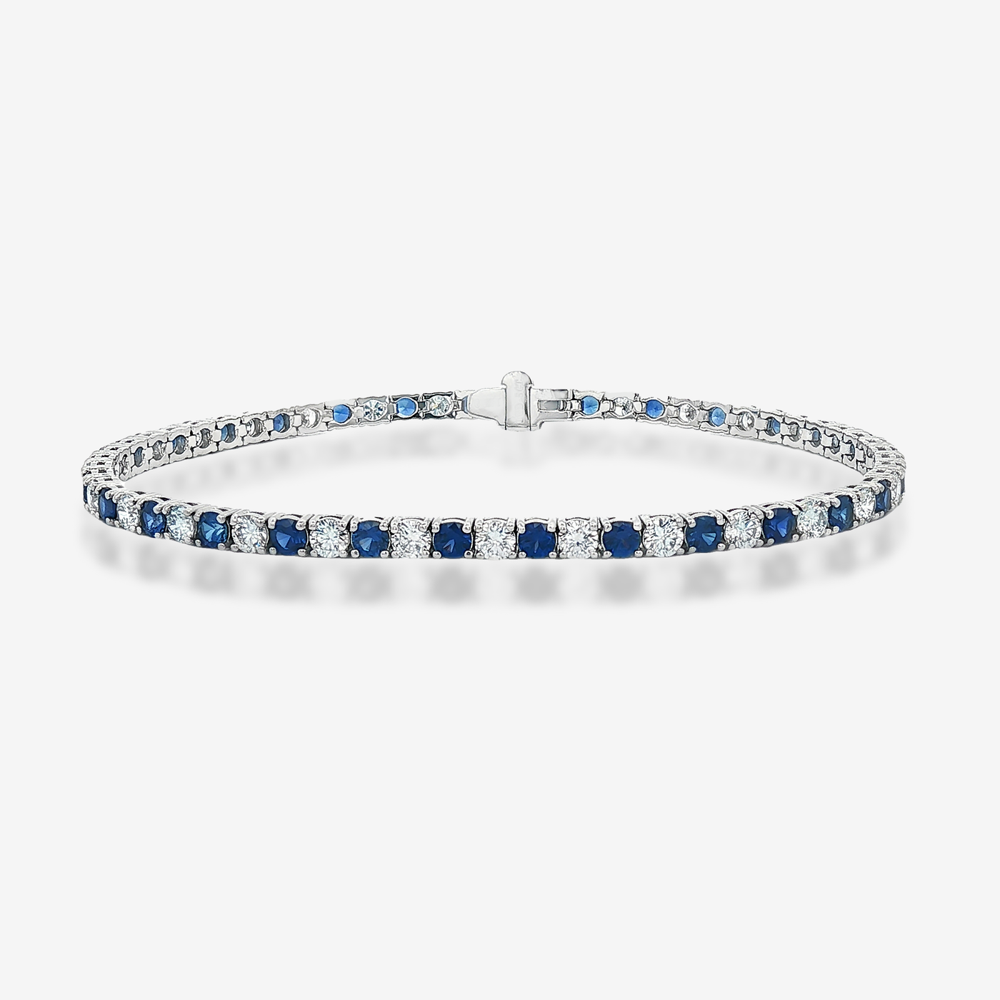 Lab Grown Diamond & Blue Sapphire Tennis Bracelet