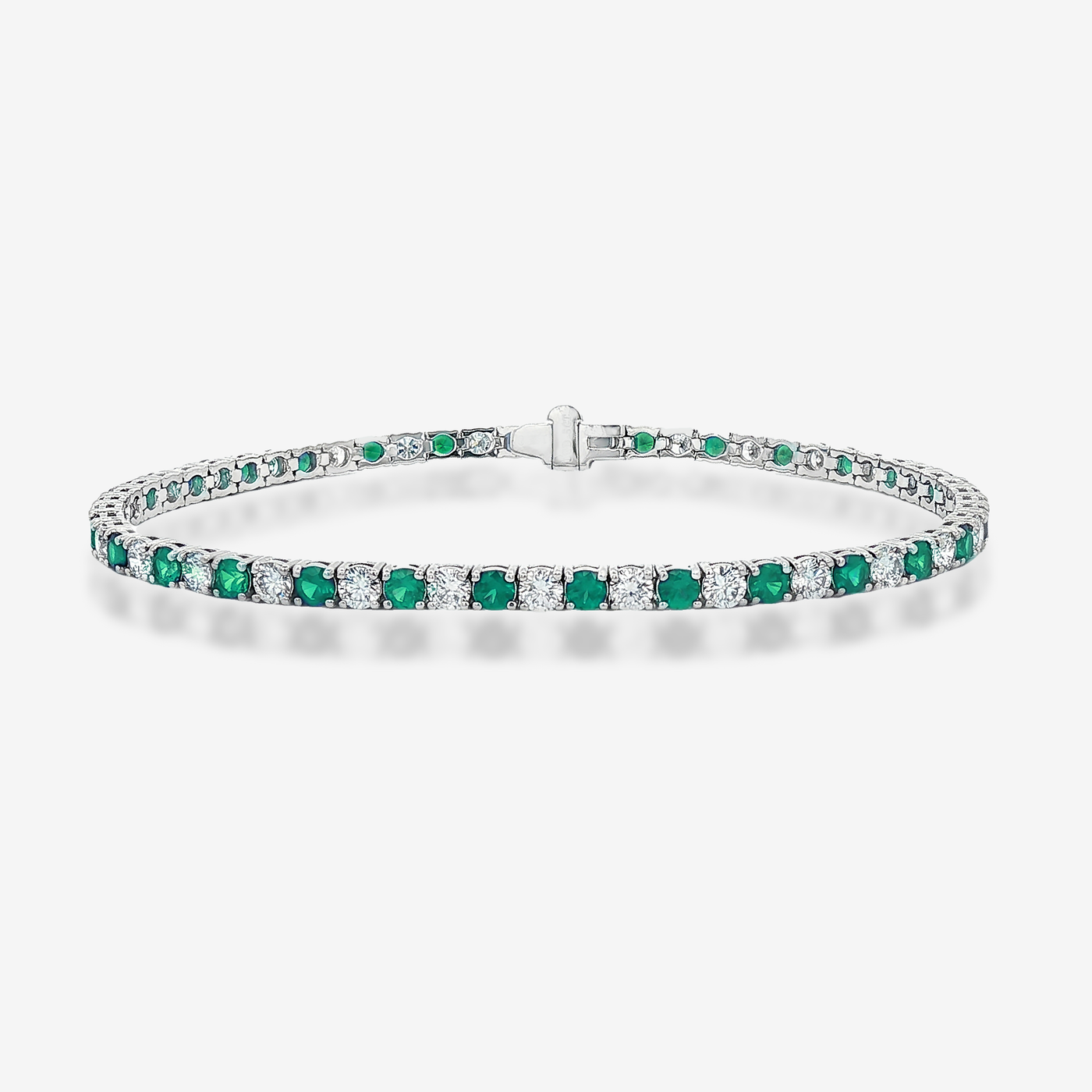 Lab Grown Diamond & Emerald Tennis Bracelet