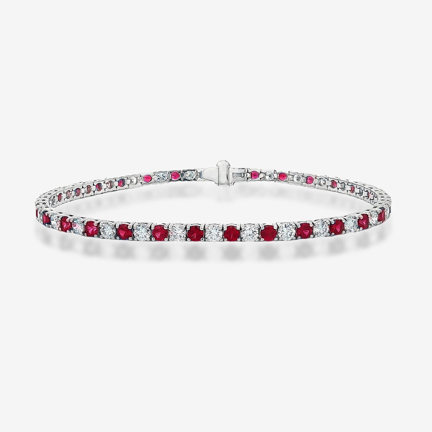 Lab Grown Diamond & Ruby Tennis Bracelet