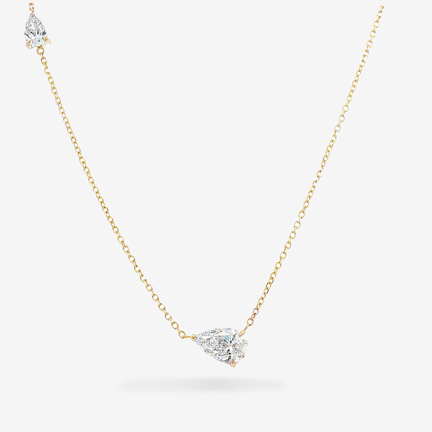 Lab Grown Double Pear Shaped Solitaire Diamond Necklace