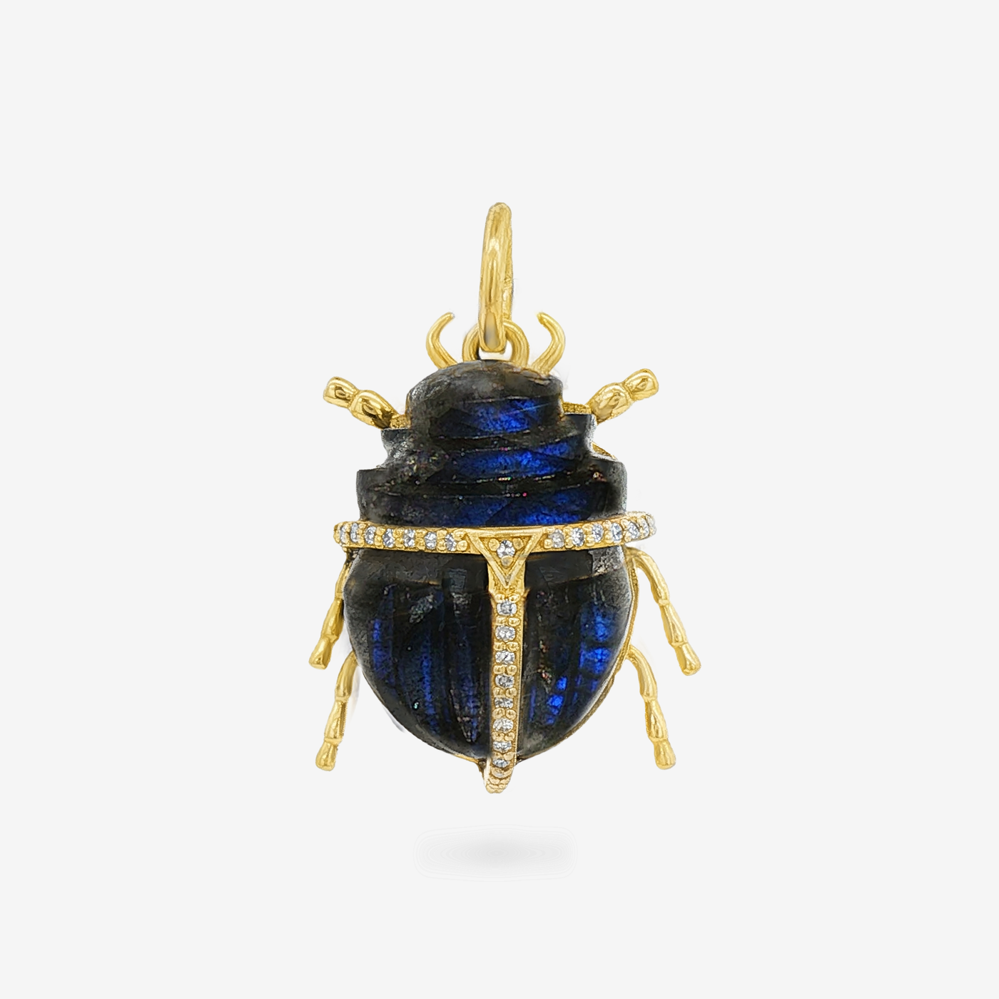 Labradorite & Diamond Scarab Charm