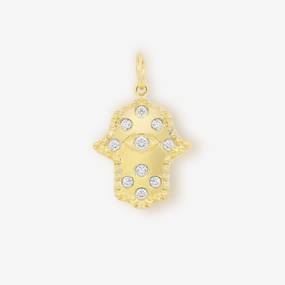 Large Diamond Sand Blasted Hamsa Pendant