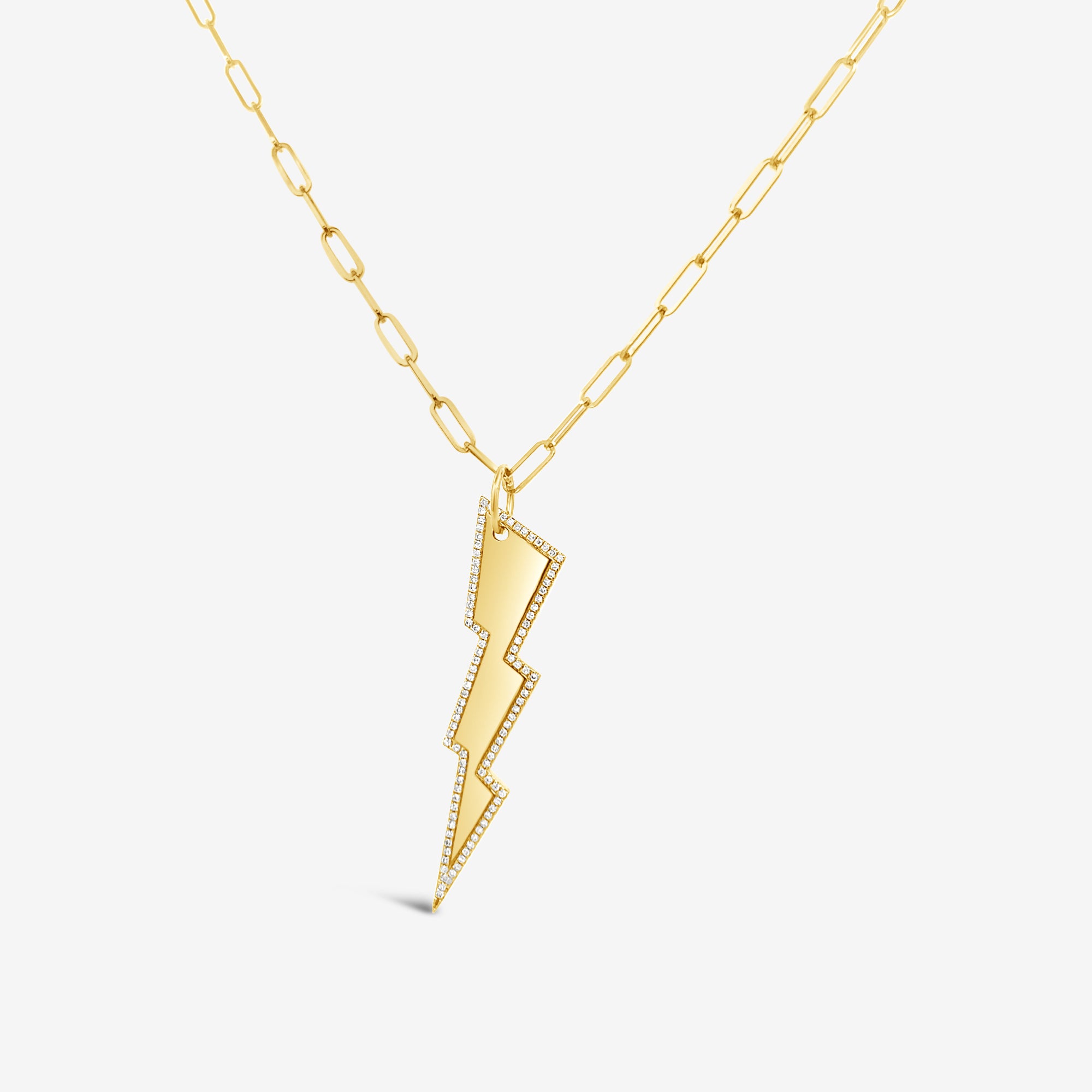 diamond and gold lightning bolt pendant