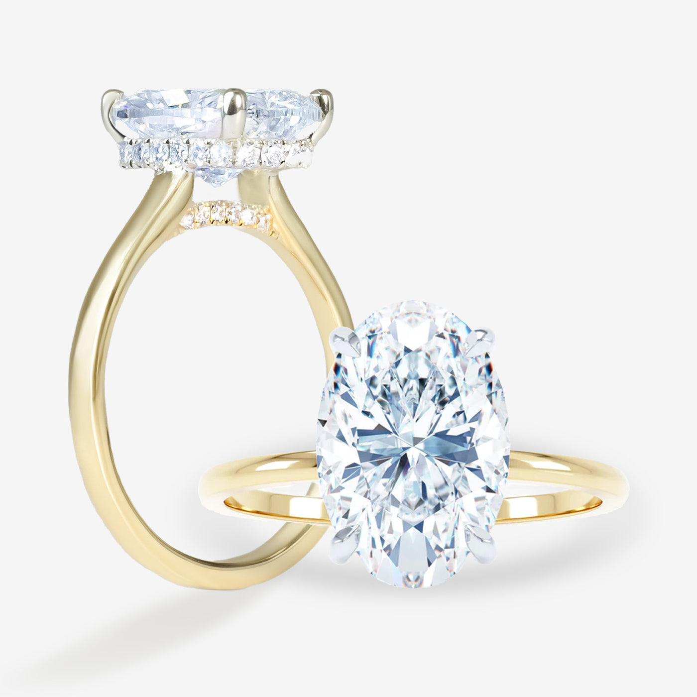 Lina Solitaire - Diamond Bridge - Oval Engagement Ring