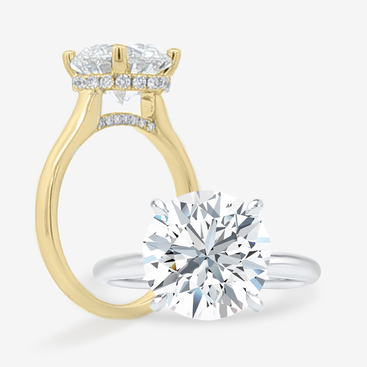 Lina Solitaire - Diamond Bridge - Round Engagement Ring