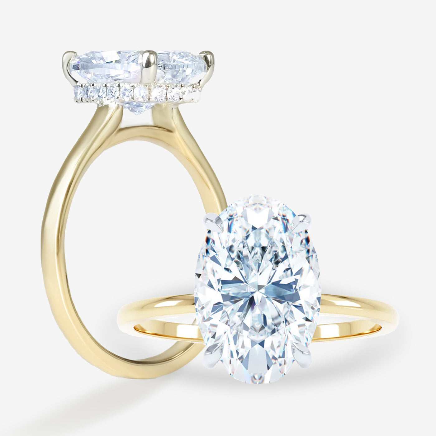 Lina Solitaire - Gold Bridge - Oval Engagement Ring