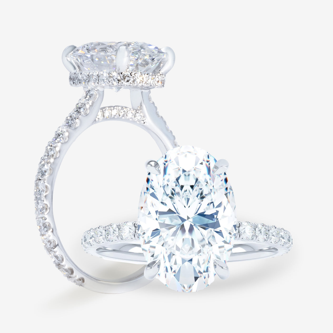 Lina Pave - Diamond Bridge - Oval Engagement Ring