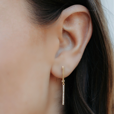 diamond bar dangle earrings