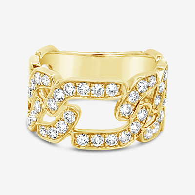 Link Style Wide Diamond Ring