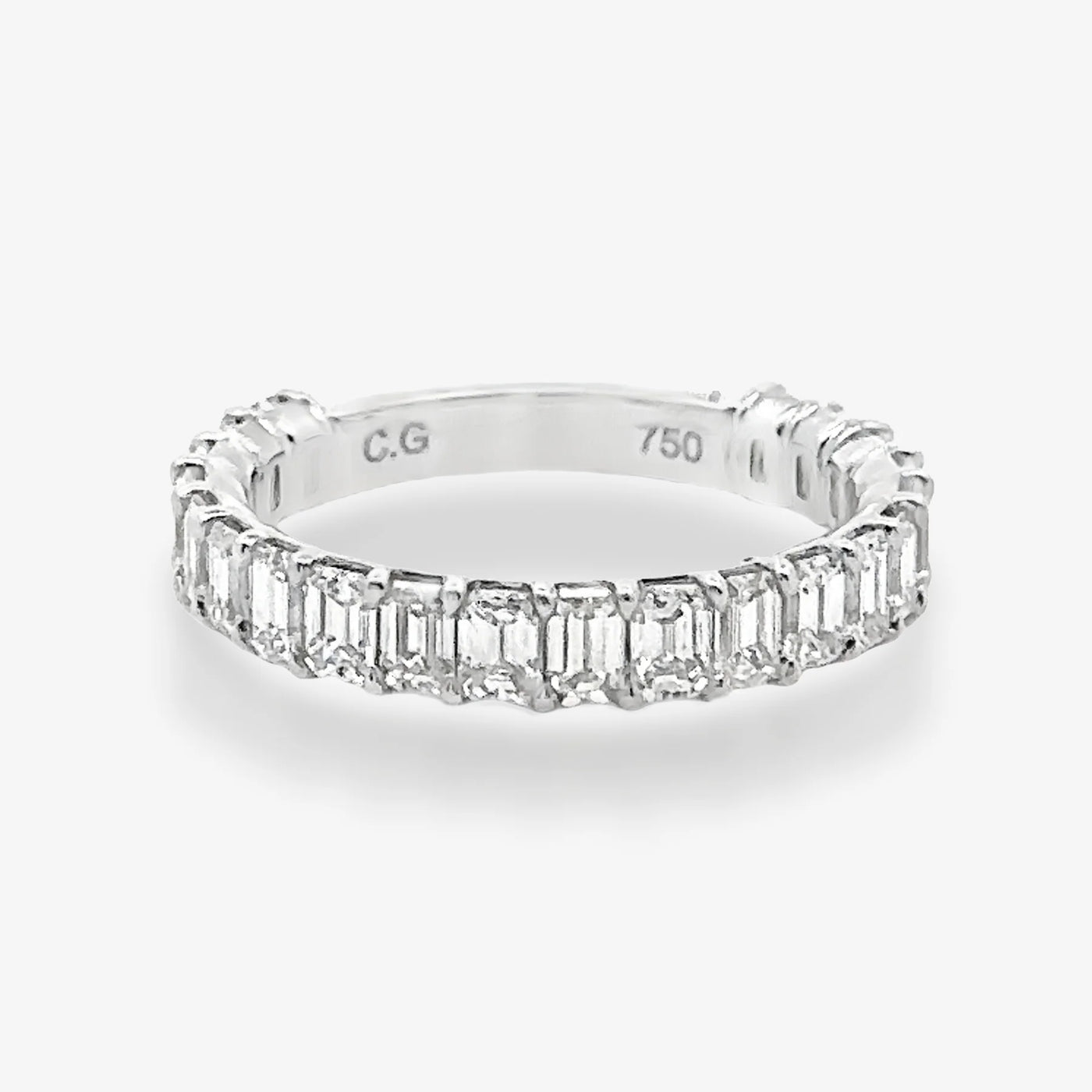 3/4 Low Base 2.10CT Emerald Cut Diamond Ring