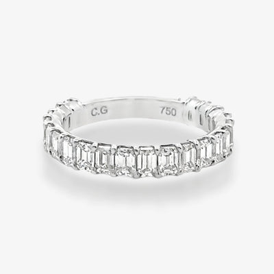 3/4 Low Base 2.10CT Emerald Cut Diamond Ring