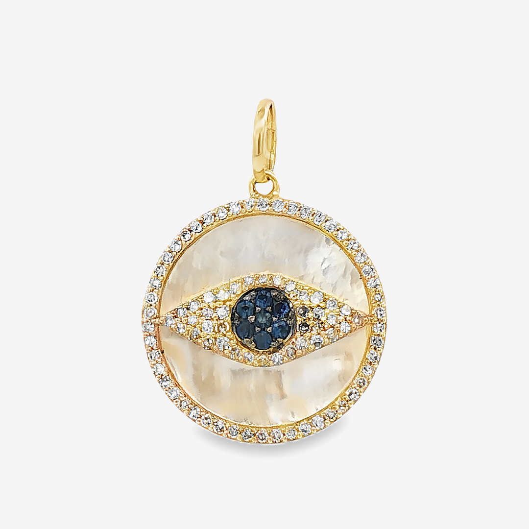 MOP Sapphire Diamond Evil Eye Charm – Mavilo - Main Image