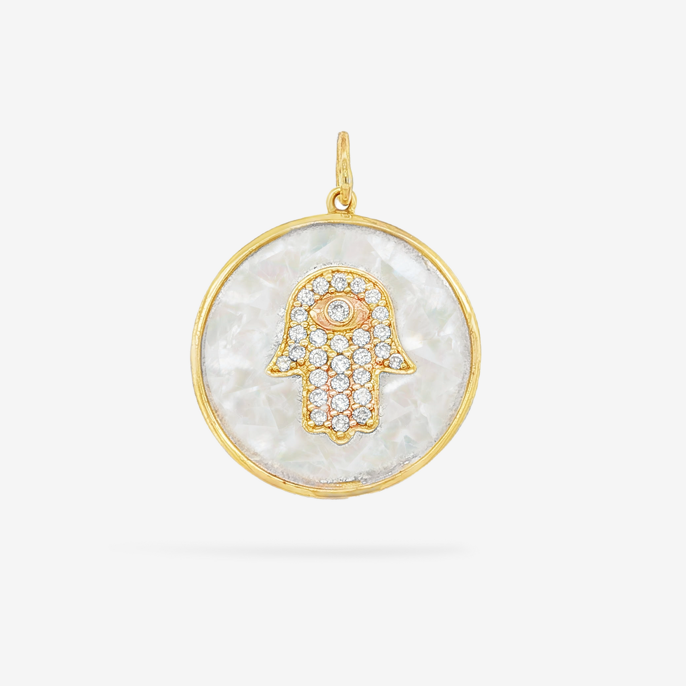 White Agate & Diamond Hamsa Charm