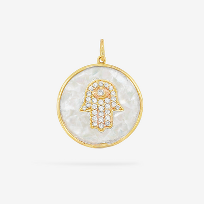 White Agate & Diamond Hamsa Charm