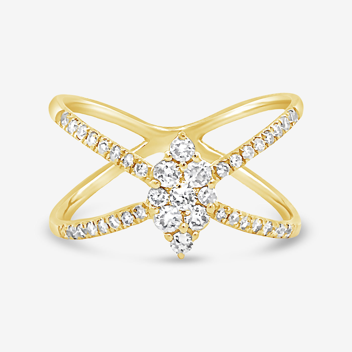 pave marquise shaped diamond x ring