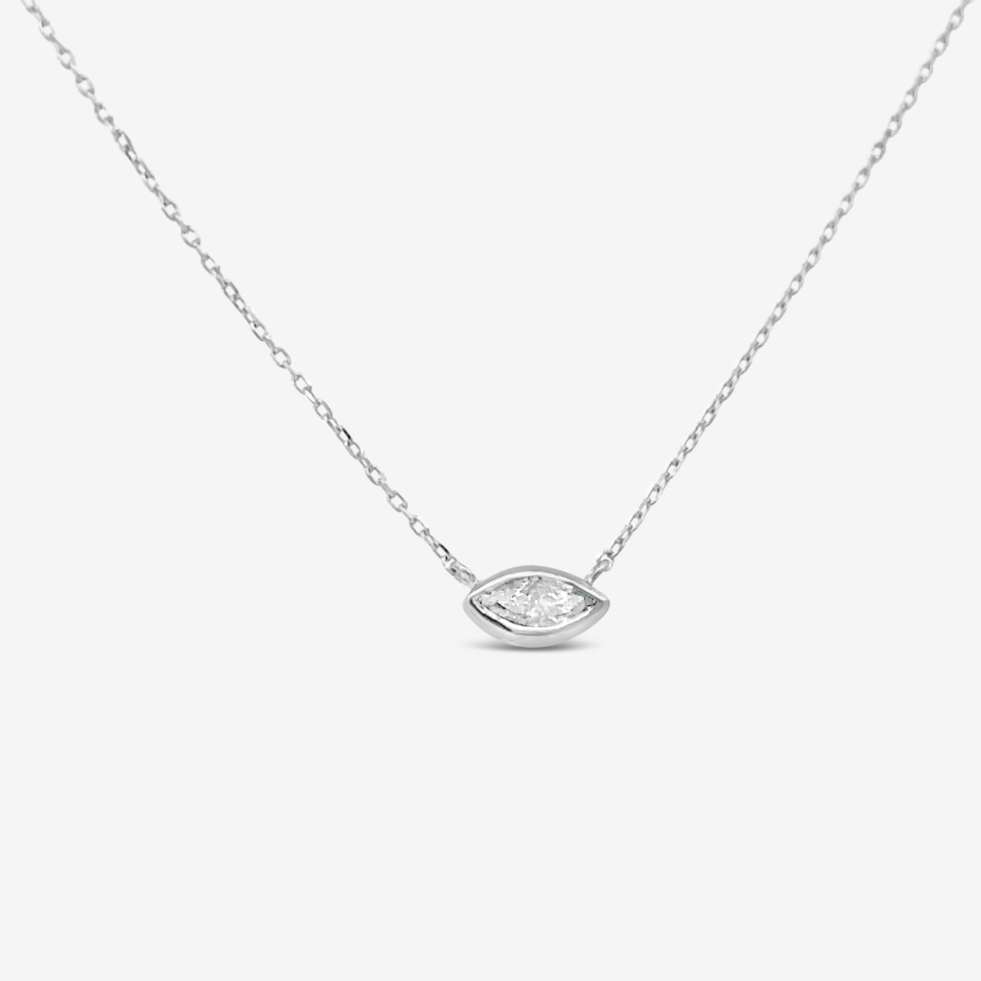 petite marquis cut diamond solitaire necklace