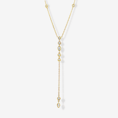 Marquise, Pear & Round Diamond Lariat Necklace