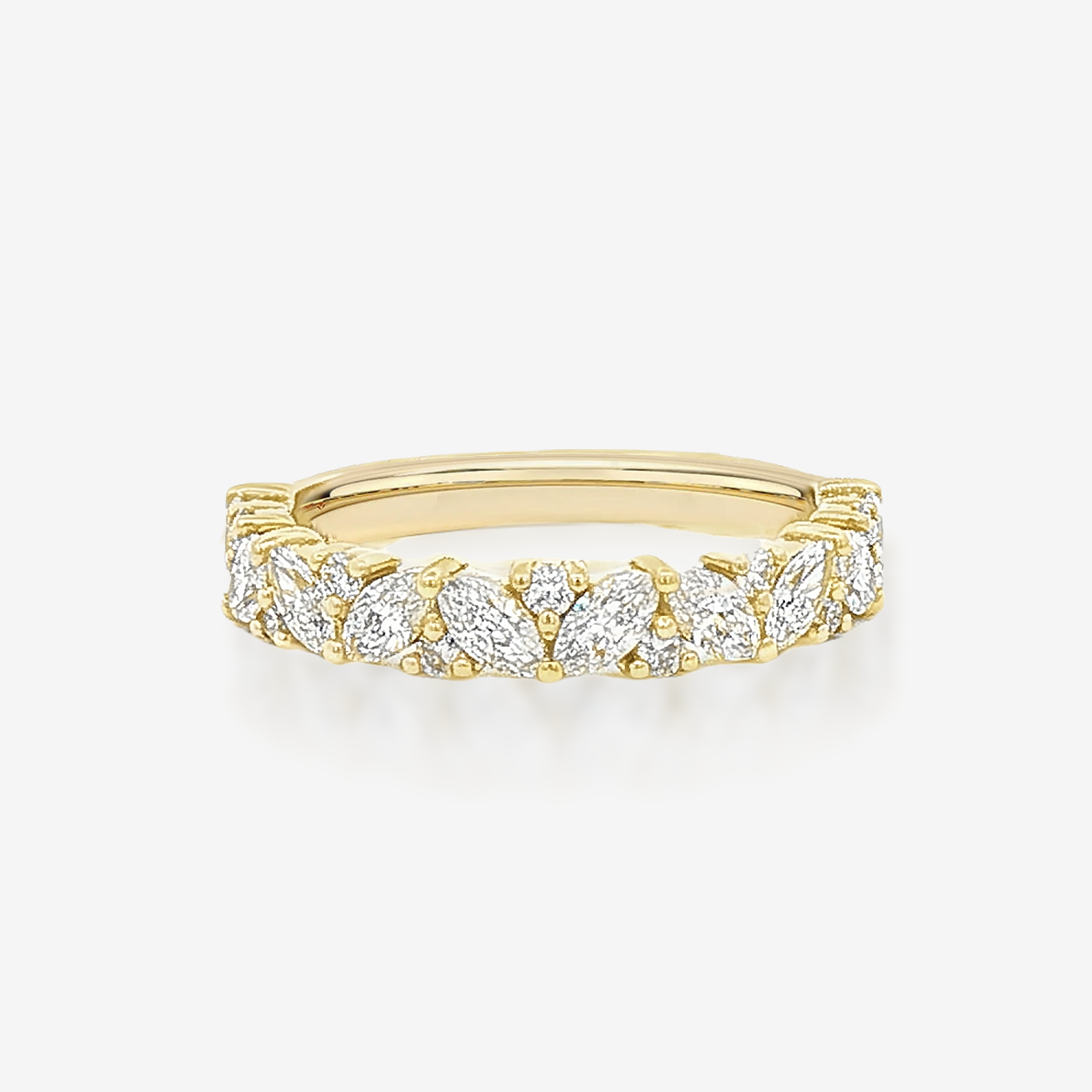 Marquise & Round Diamond Halfway Ring