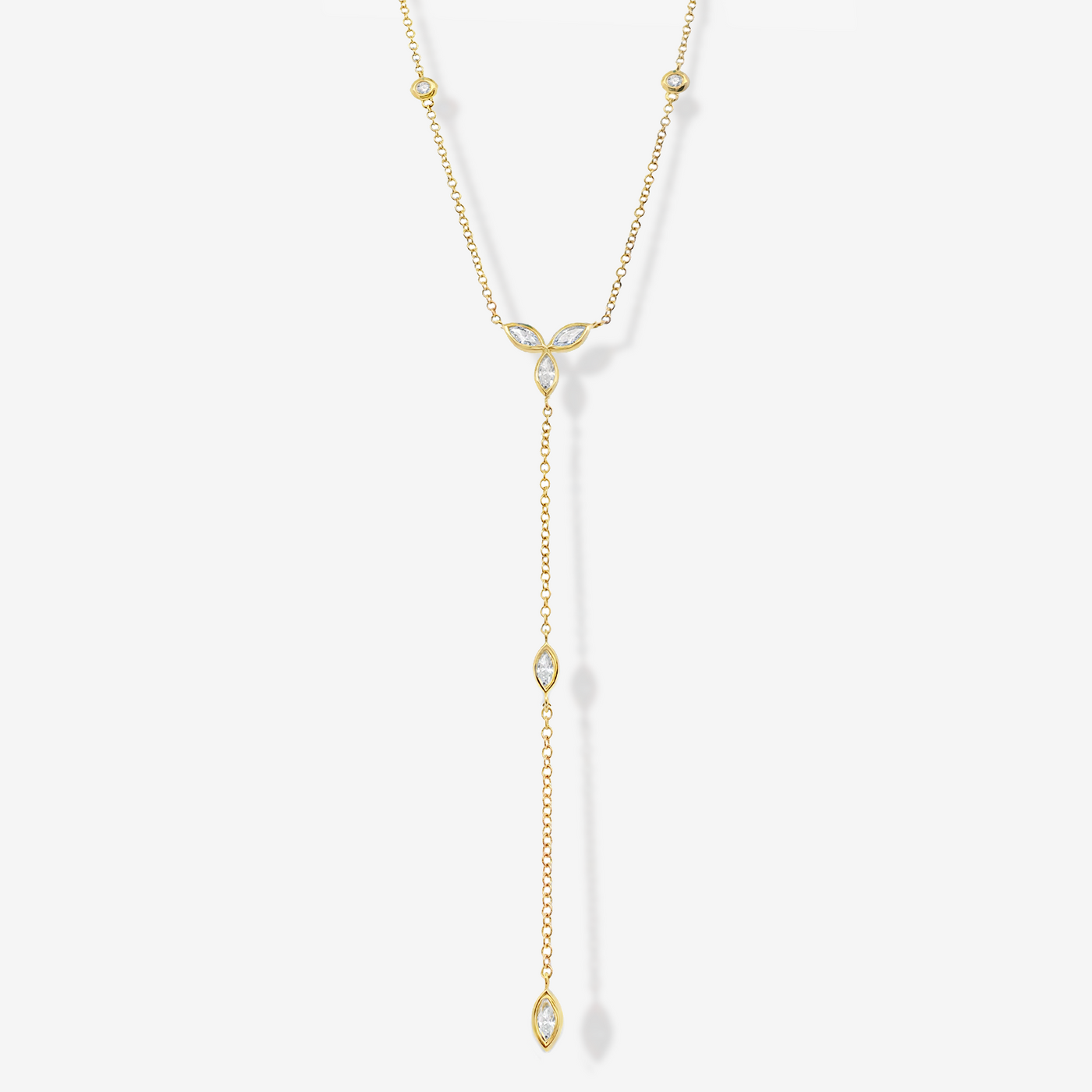 Marquise & Round Diamond Lariat Necklace
