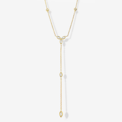 Marquise & Round Diamond Lariat Necklace