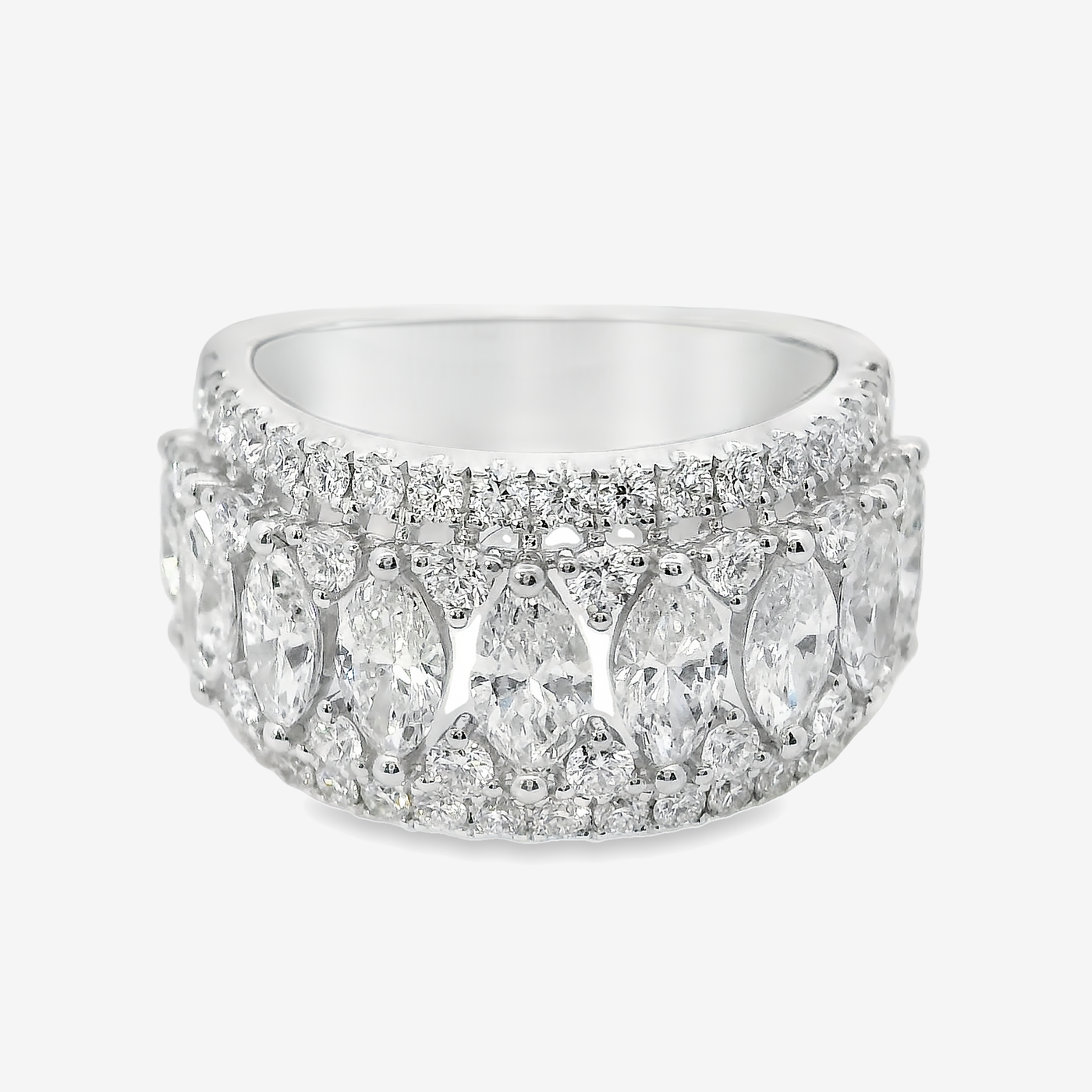 Marquise & Round Diamond Wide Ring