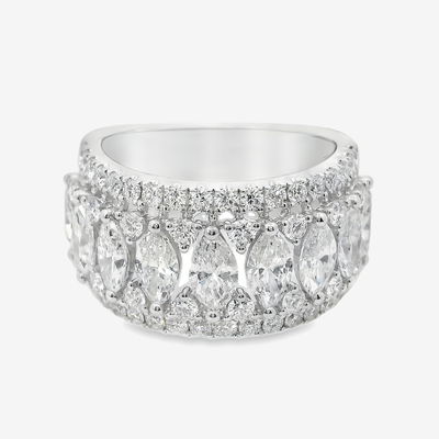 Marquise & Round Diamond Wide Ring
