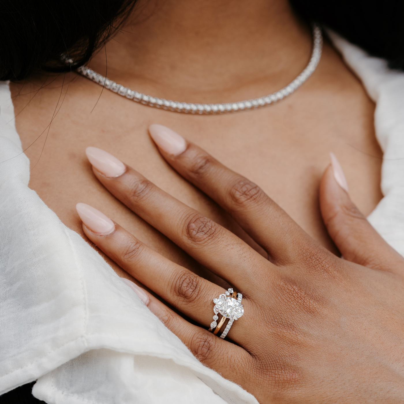 Marquise & Round Diamond "V" Ring