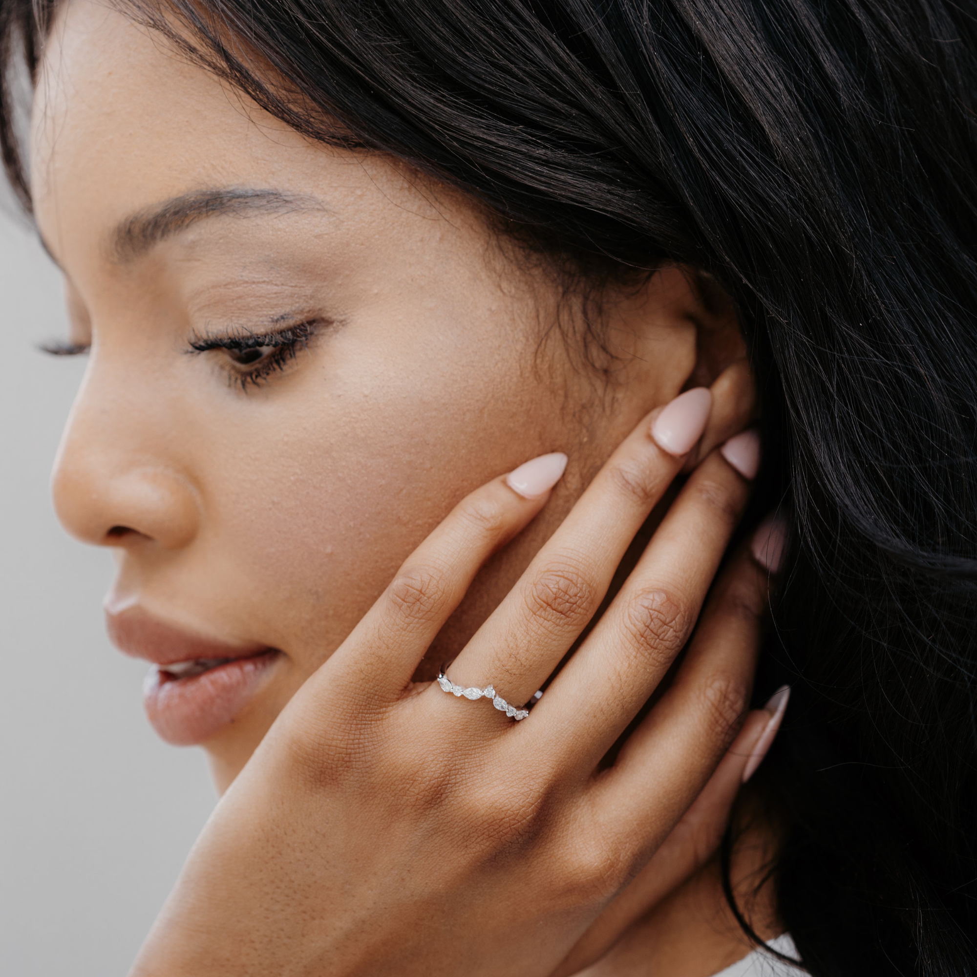 Marquise & Round Diamond "V" Ring