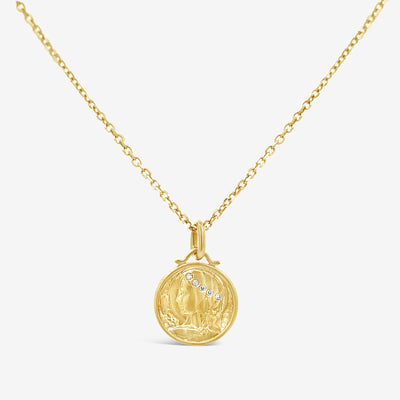 gold and diamond virgin mary with lily medal necklace